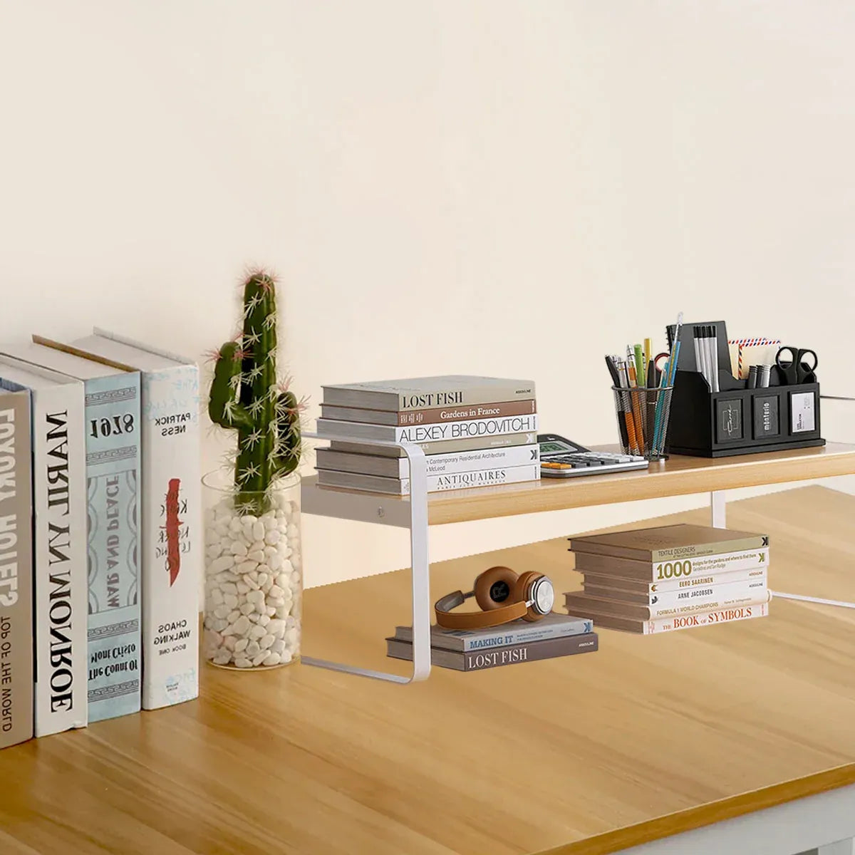 Double Layer Storage Shelf Desktop Organiser Cosmetics Stationery Rack Durable