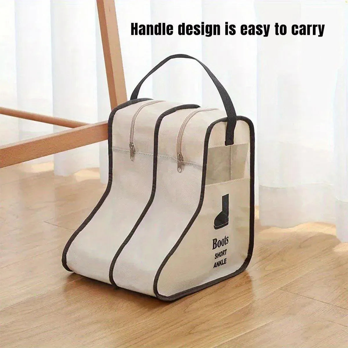 4PCS Beige Travel Shoe Bag Home Boot Storage Visual Dustproof Long Short Covers