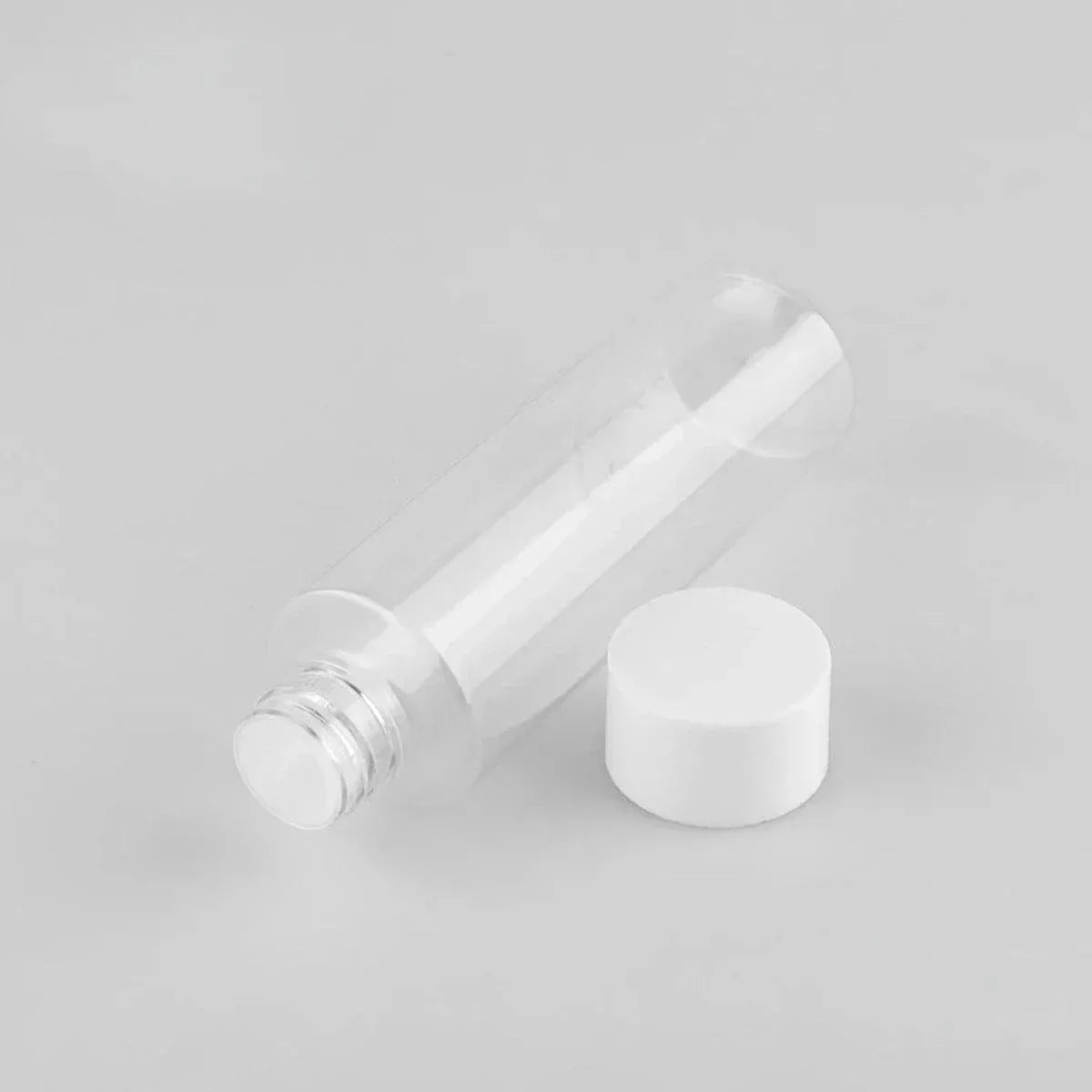 50/100/150ml Plastic Toner Lotion Bottles Refillable Travel Cosmetic Containers - Black Lid + White Bottle - 100ml