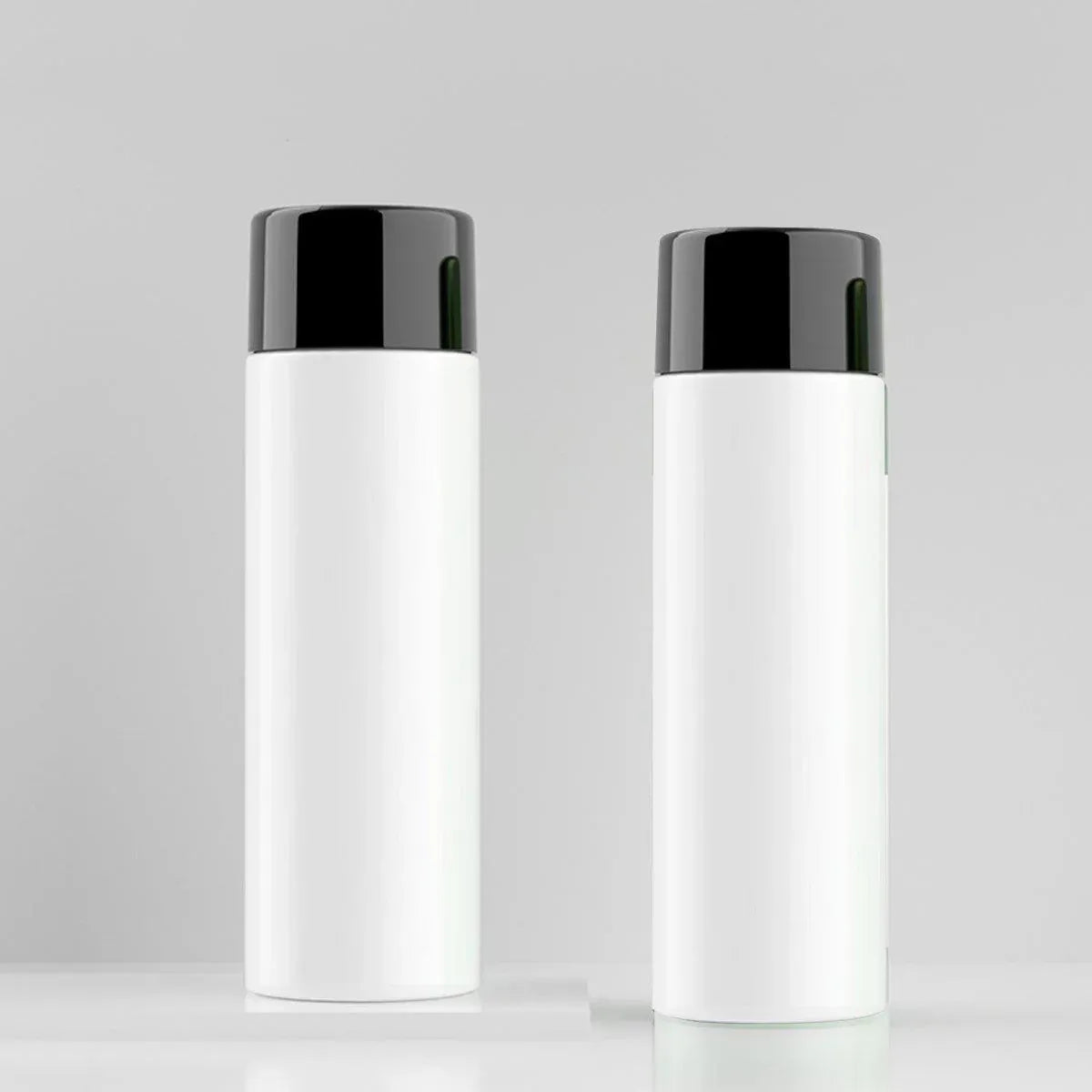 50/100/150ml Plastic Toner Lotion Bottles Refillable Travel Cosmetic Containers - Black Lid + White Bottle - 100ml