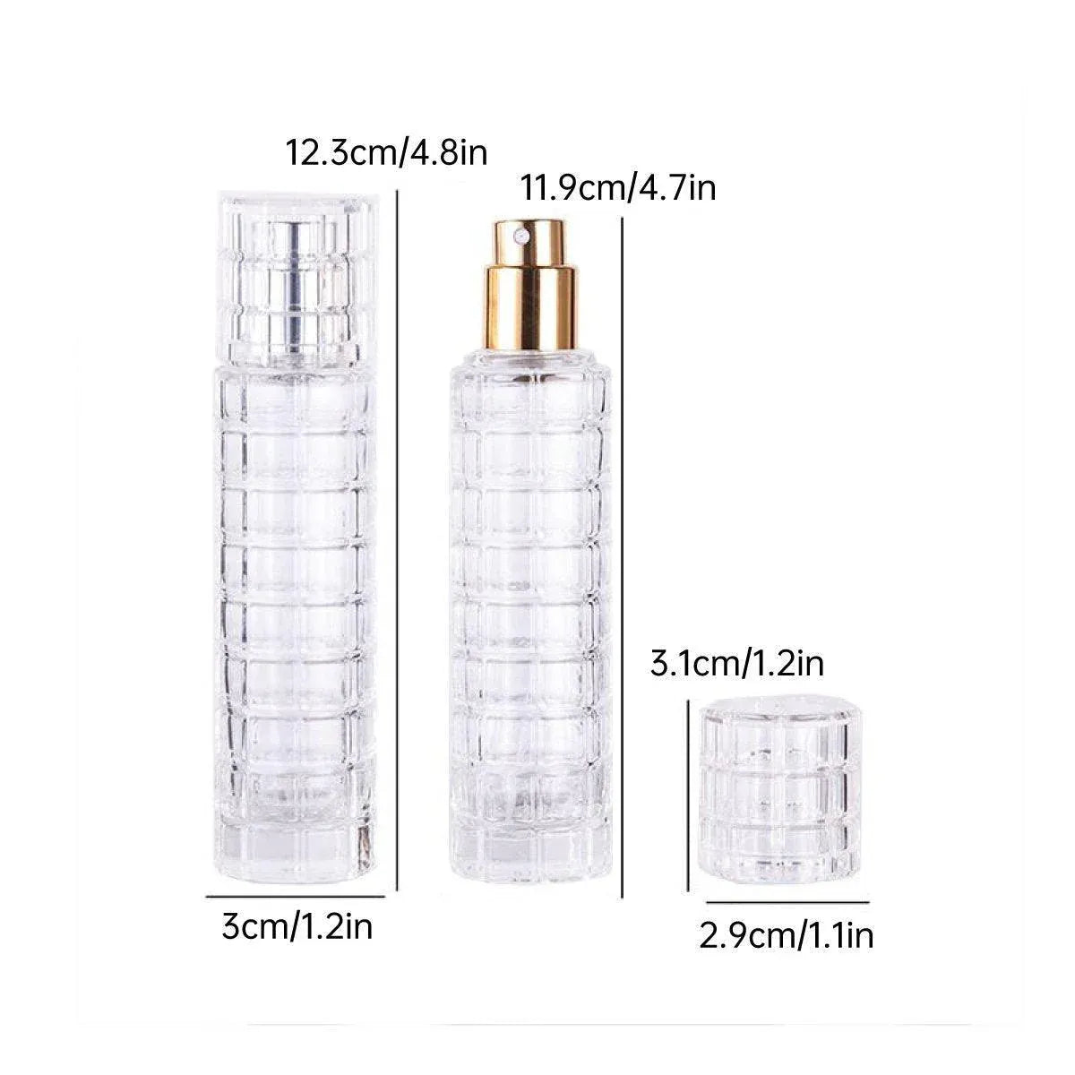 2pcs 30ml Travel Refillable Cosmetic Spray Bottle Empty Mist Pump Container Set - Silver