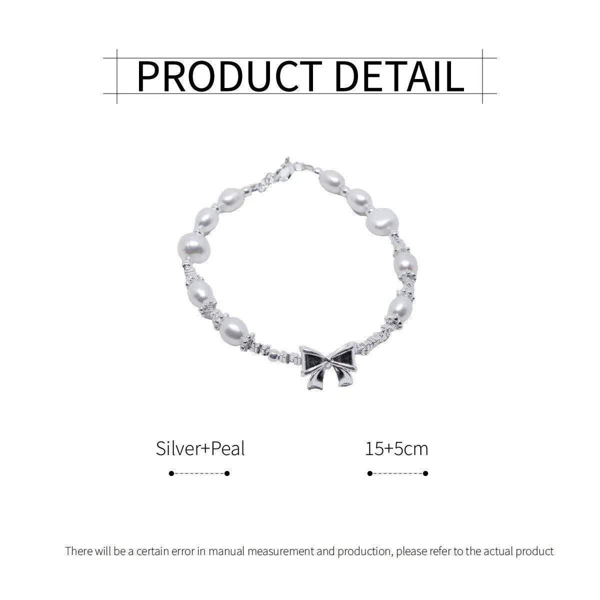 Pearl Ribbon Bracelet Ring Elegant Jewelry for Women Fashion Accessories Gift - Bracelet