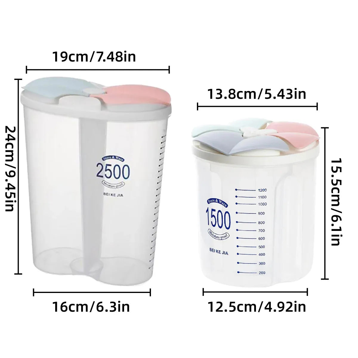 Kitchen Storage Box Transparent with Lid Food Container Tank Pantry Organizer - 1500ML