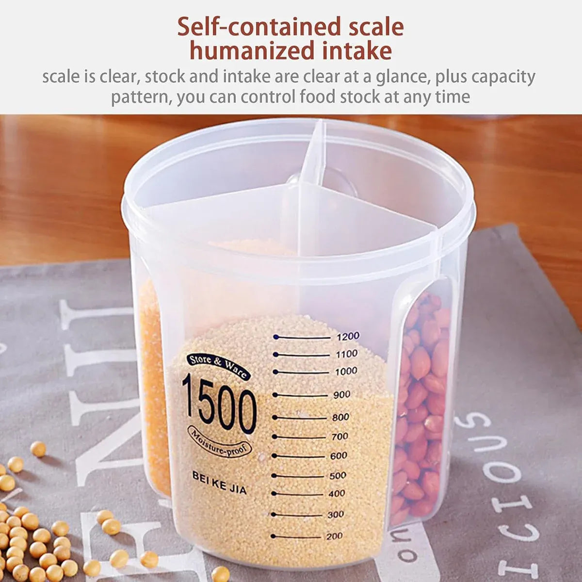 Kitchen Storage Box Transparent with Lid Food Container Tank Pantry Organizer - 1500ML