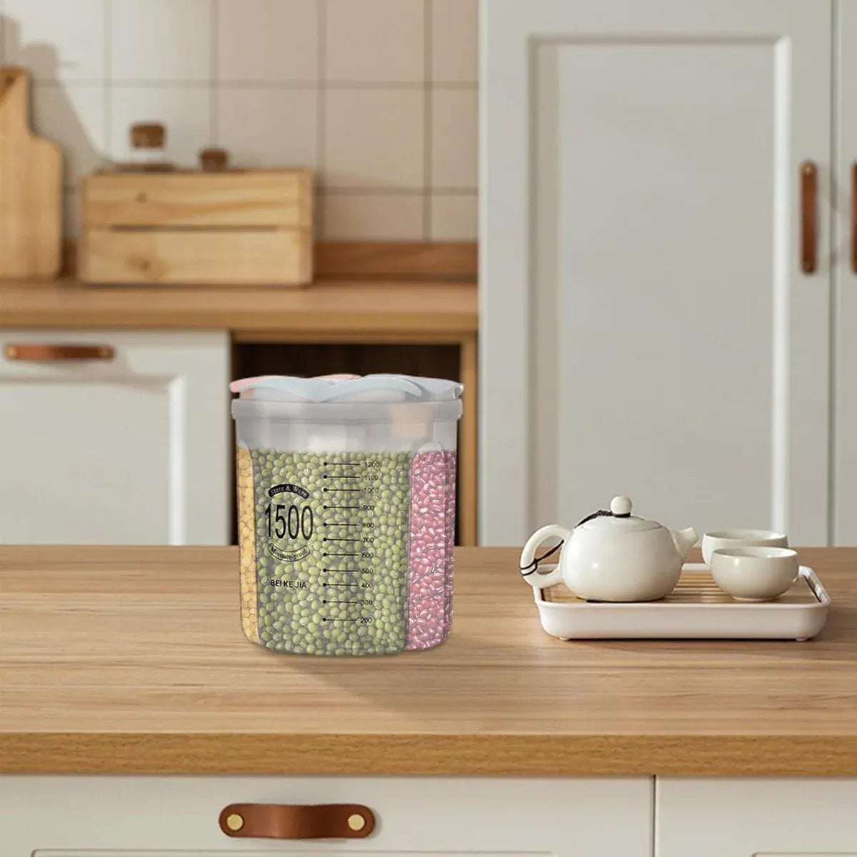 Kitchen Storage Box Transparent with Lid Food Container Tank Pantry Organizer - 1500ML