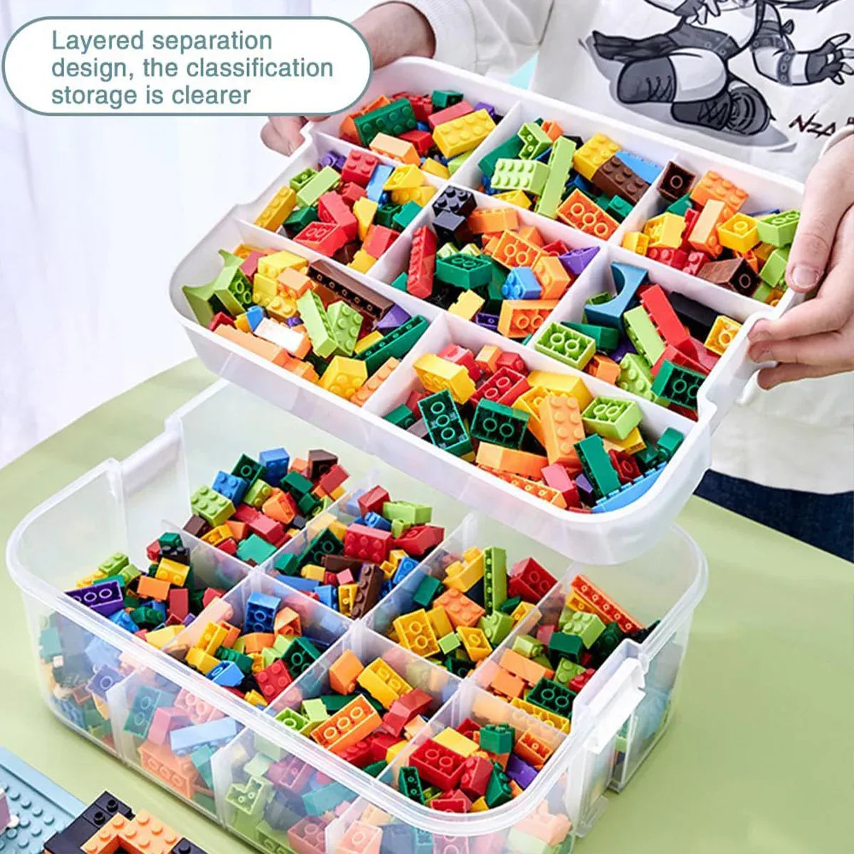 Large Capacity Toy Organizer Building Block Storage Container Green 327168 3layer Storage