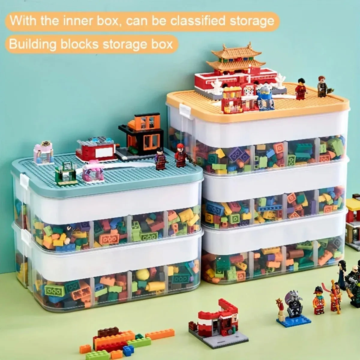 Toy Organizer Building Block Storage Container Green 327168 3layer Storage Box Large