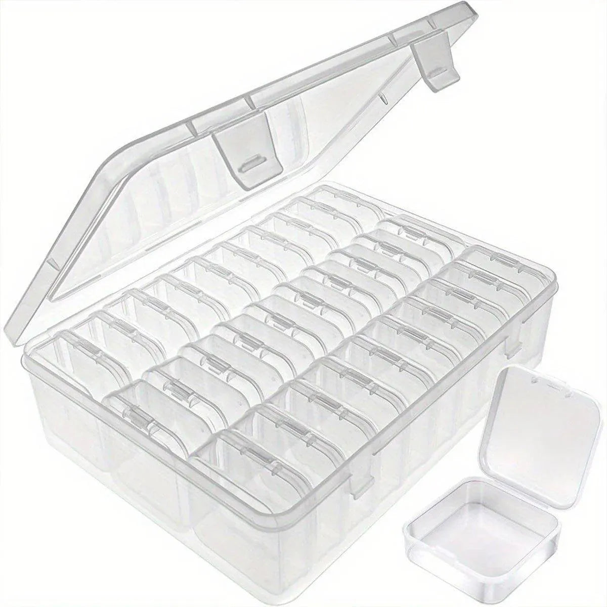 31PCS Plastic Home Storage Box Transparent Desktop Organizer Jewelry Beads Box