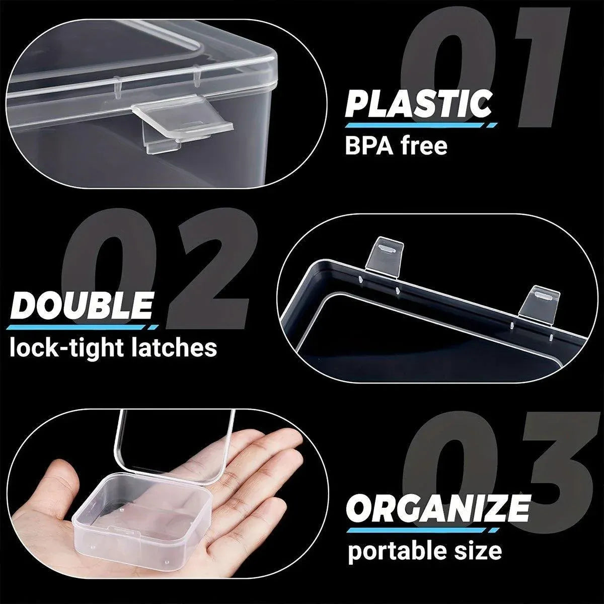 31PCS Plastic Home Storage Box Transparent Desktop Organizer Jewelry Beads Box