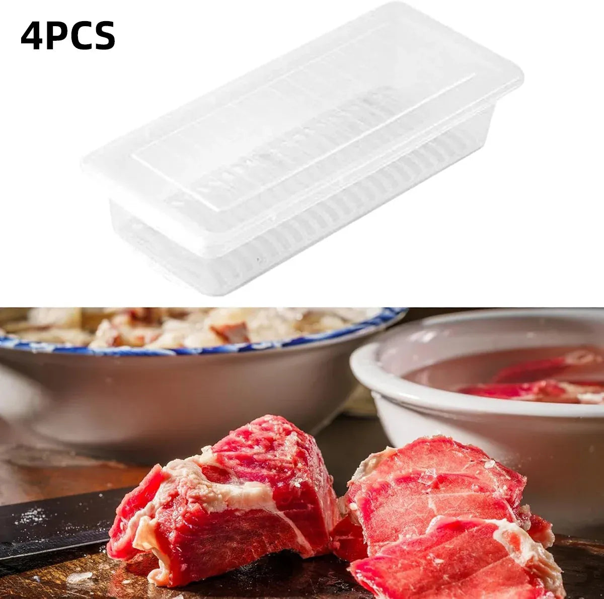 Fresh Keeping Box Set 4PCS Refrigerator Draining Sealed Fish Container Kitchen