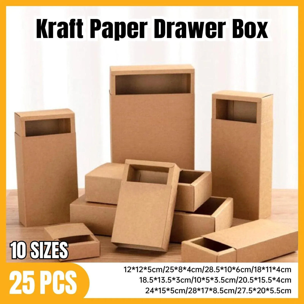 Kraft Paper Drawer Box Packaging Gift Storage Organiser Small Kraft Boxes - 25x8x4cm