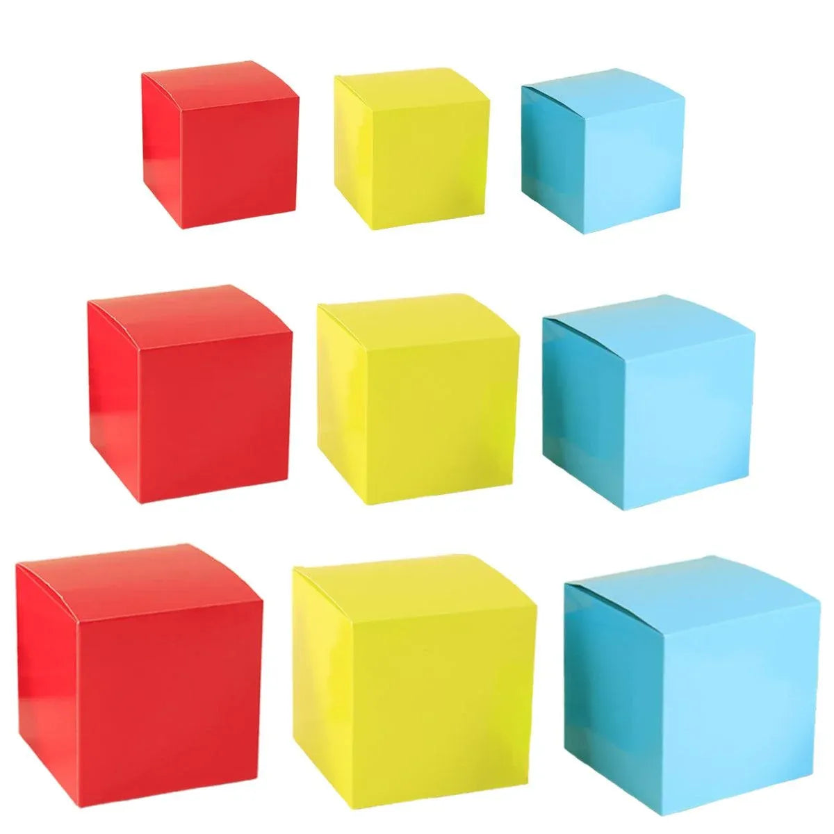 50pcs Colourful Square Paper Boxes Gifts Packaging Craft Supplies Storage Boxes - Red-15x15cm