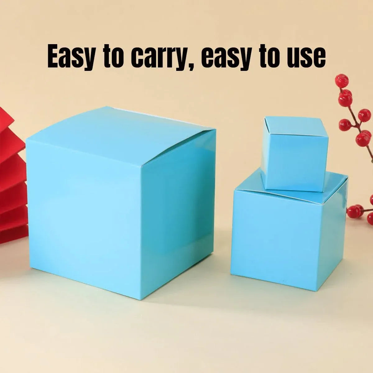 50pcs Colourful Square Paper Boxes Gifts Packaging Craft Supplies Storage Boxes - Red-15x15cm