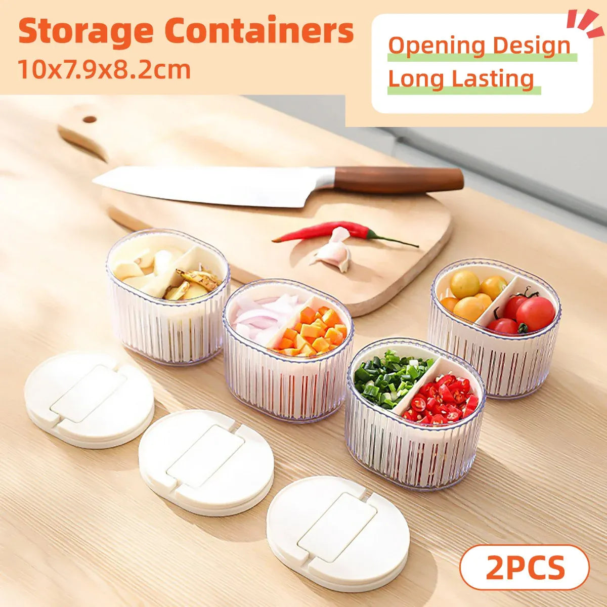 Storage Box 2PCS with Lids Sealed Organiser Kitchen Refrigerator Household Use