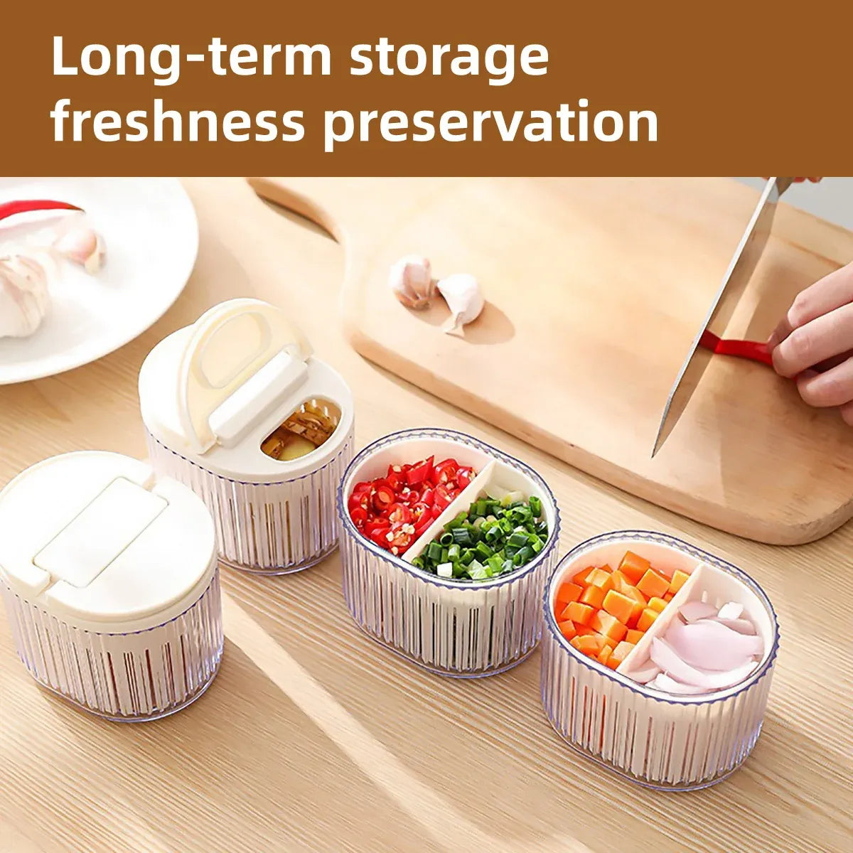 Storage Box 2PCS with Lids Sealed Organiser Kitchen Refrigerator Household Use
