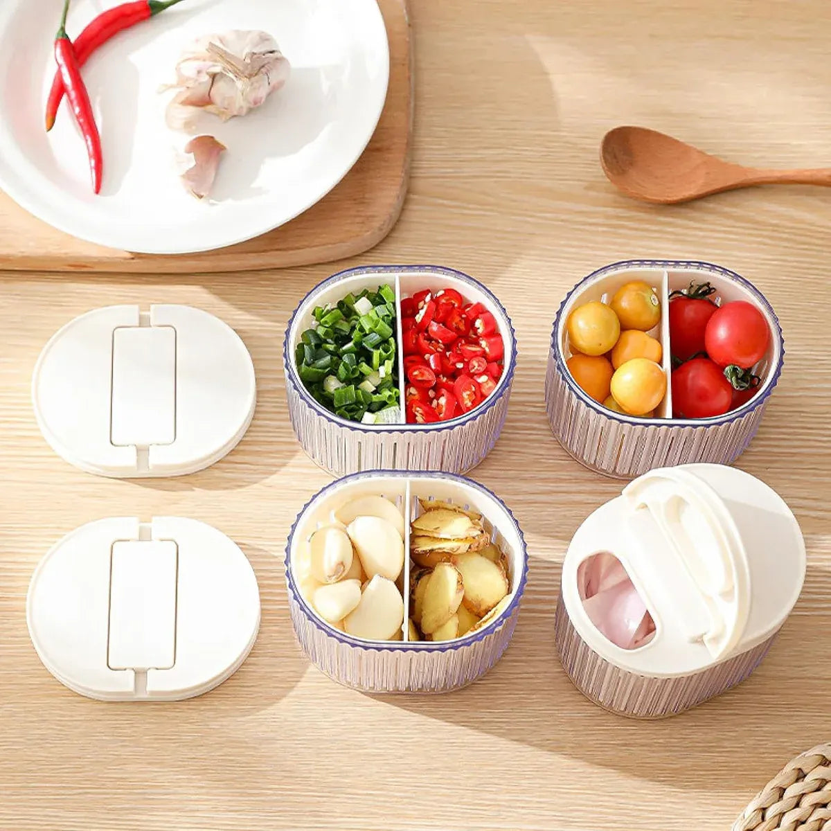 Storage Box 2PCS with Lids Sealed Organiser Kitchen Refrigerator Household Use