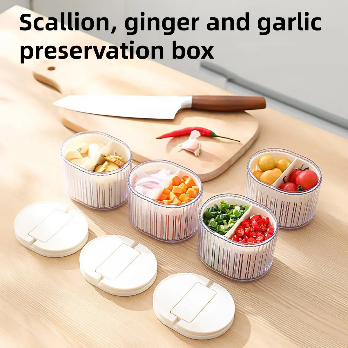 Storage Box 2PCS with Lids Sealed Organiser Kitchen Refrigerator Household Use