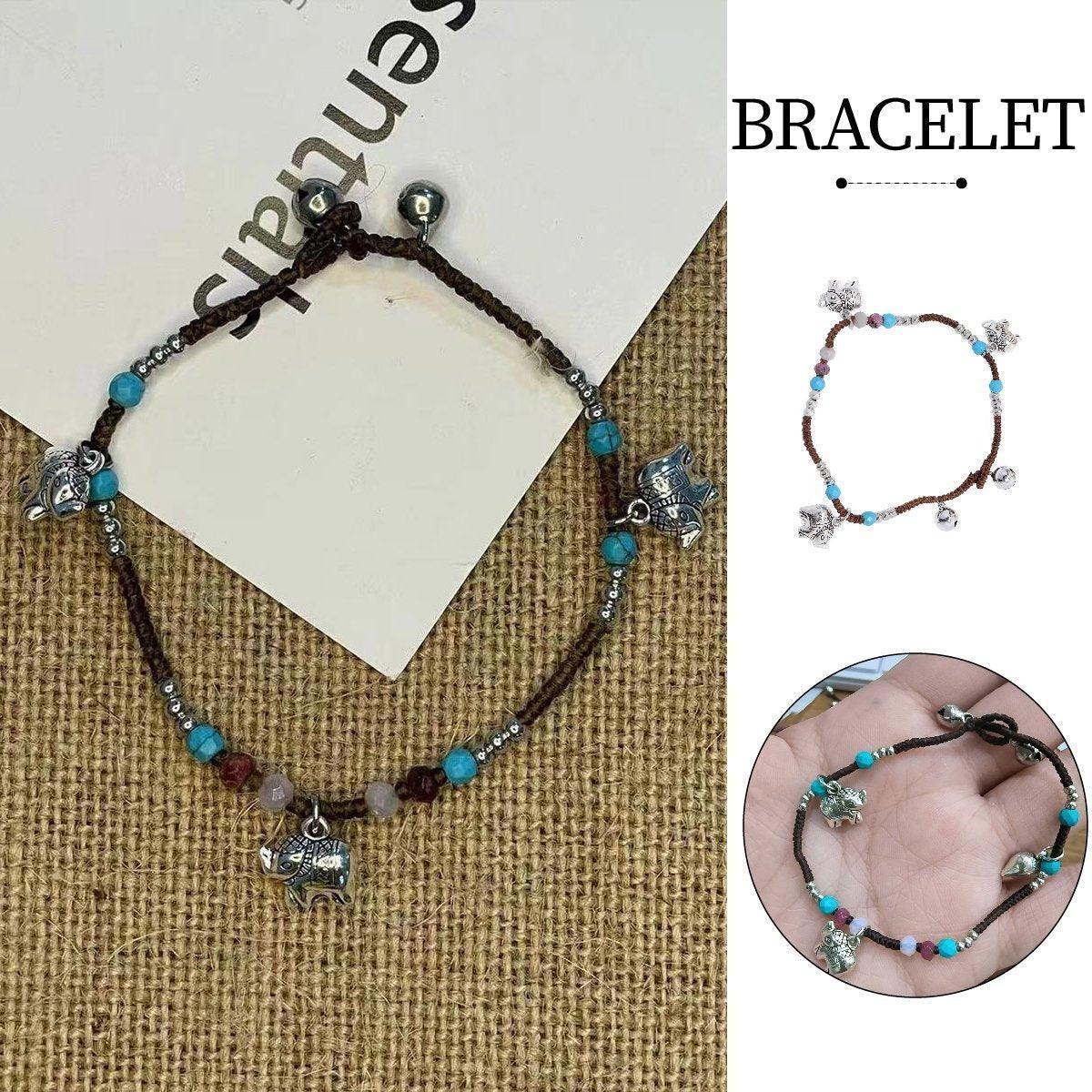 Handmade Tibetan Style Bracelet Nepal Copper Natural Stone Beads Jewelry