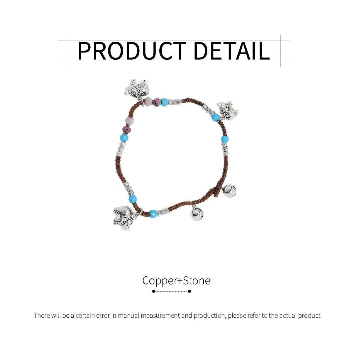 Handmade Tibetan Style Bracelet Nepal Copper Natural Stone Beads Jewelry