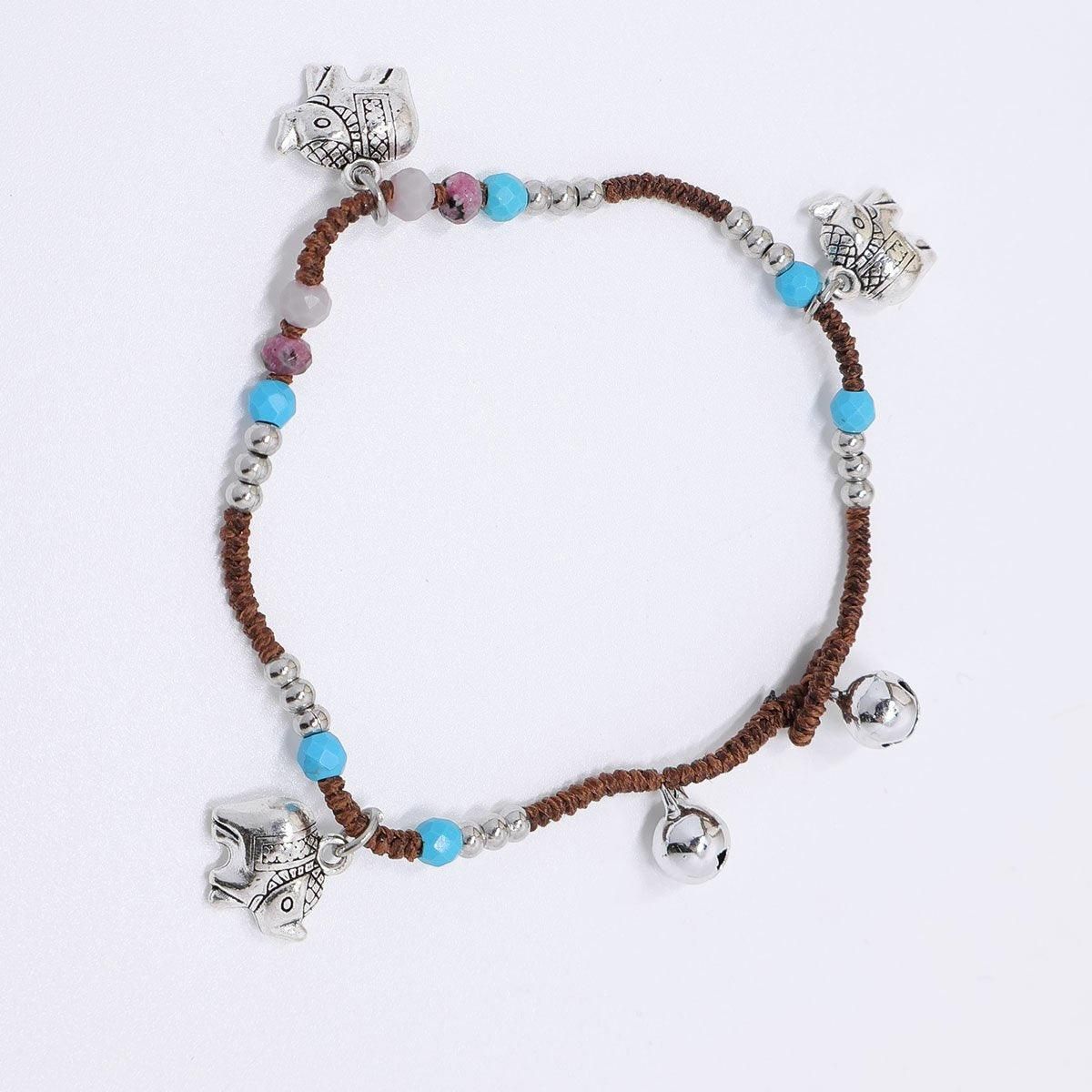 Handmade Tibetan Style Bracelet Nepal Copper Natural Stone Beads Jewelry