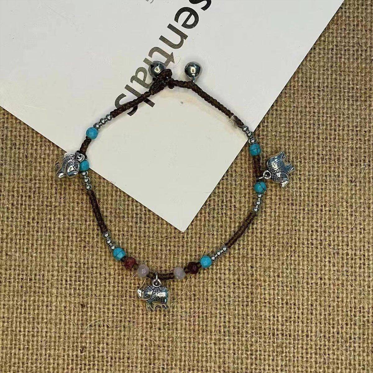 Handmade Tibetan Style Bracelet Nepal Copper Natural Stone Beads Jewelry