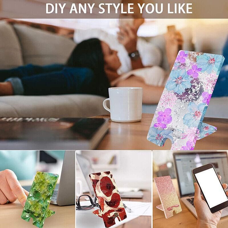 2Pcs Silicone Mobile Phone Stand Mould Holder Casting Mold Resin Epoxy Craft Au