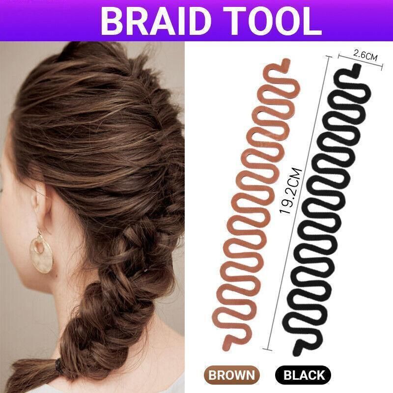 Fish Bone Hair Braiding French Braid Tool Roller Magic Twist Styling Bun Maker - Brown