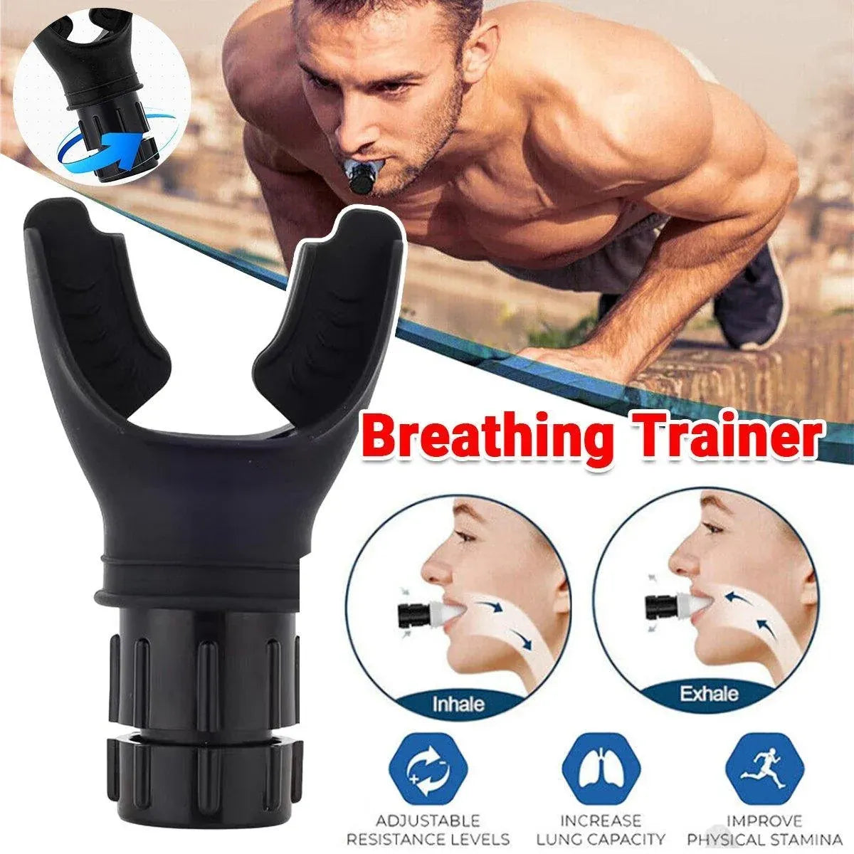 Portable Fitness Respiratory Adjustable Lung Capacity and Abdominal Breathing