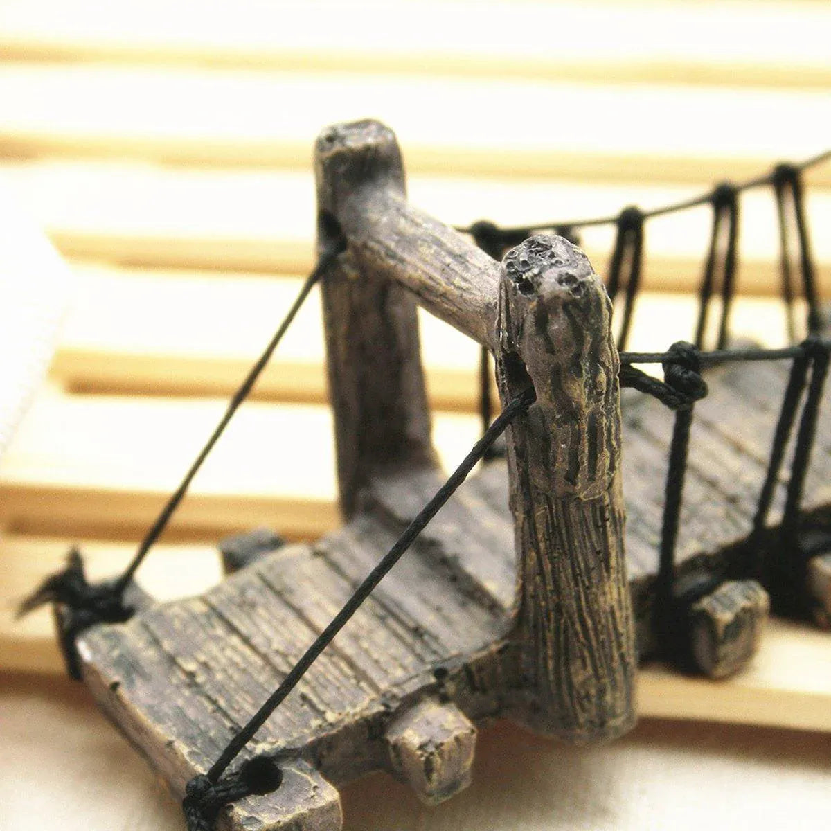 Resin Bridge Aquarium Decoration Fish Tank Accessories Shrimp Tortoise Climbing - Bent Rope Bridge-S