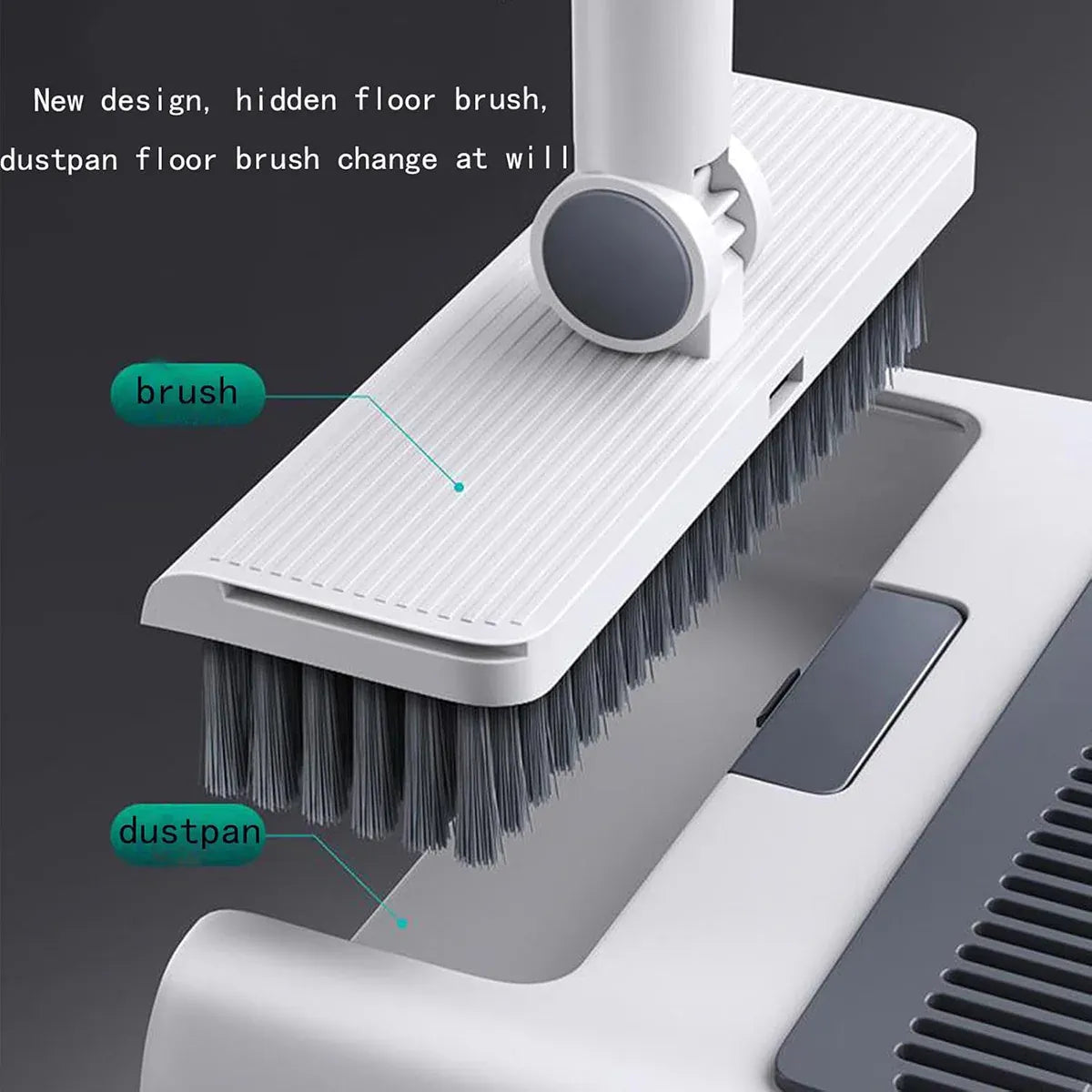 3 in1 Broom Set for Winnowing Brushing Handheld Cleaning Tool Home Kitchen Floor - White