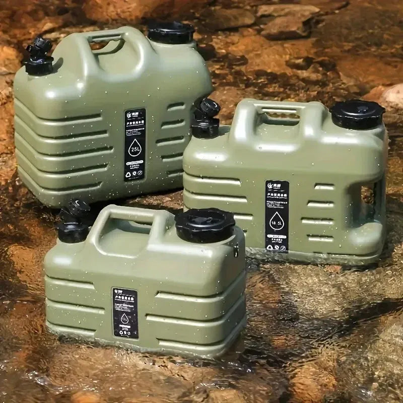 Outdoor Camping Water Storage Bucket with Faucet Portable Square Drinking Tank - 18L