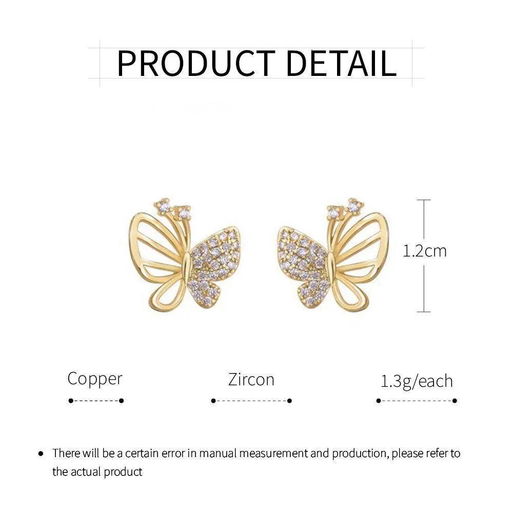 Butterfly Zircon Earrings Hollow Design Spring Summer Jewelry for Women Girls