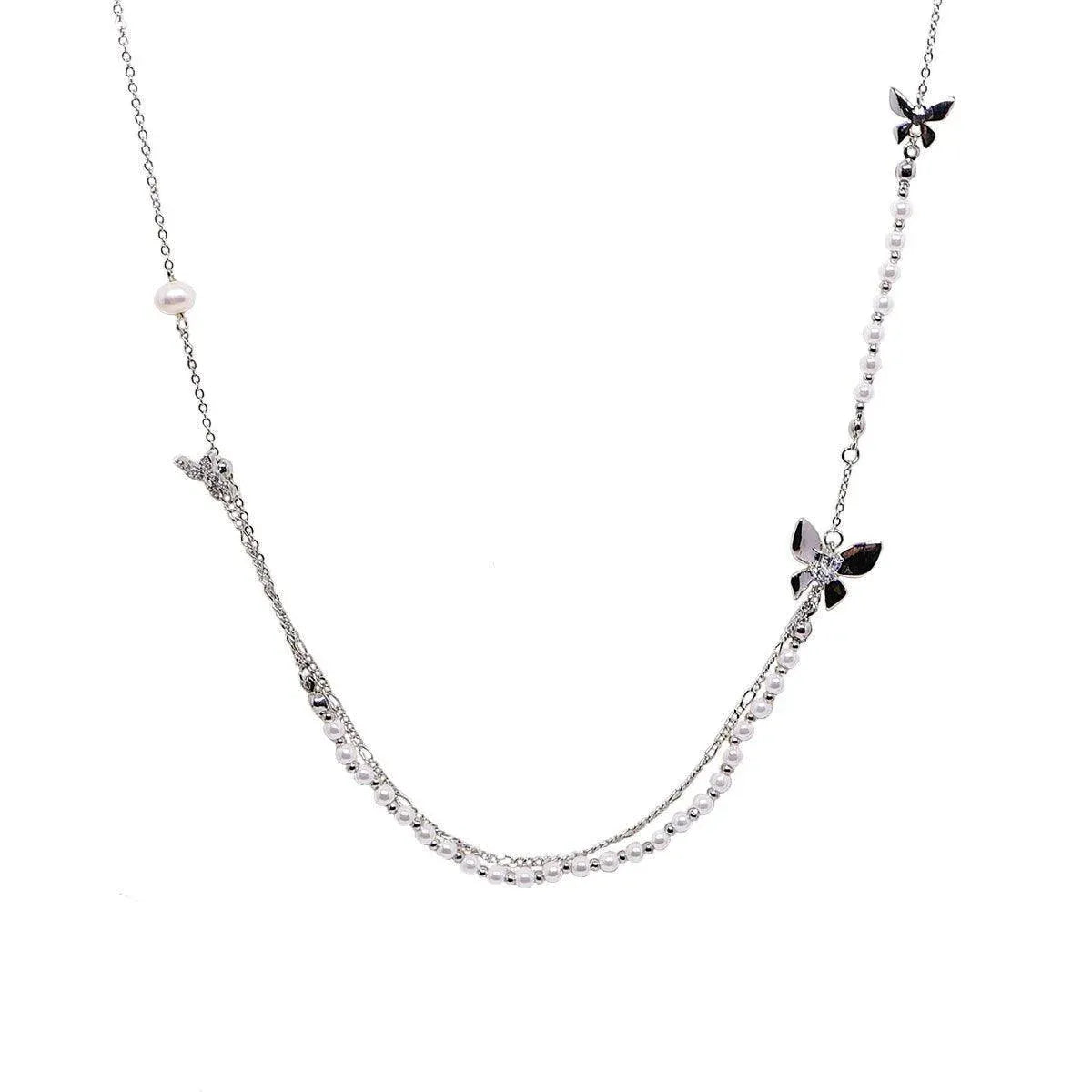 Elegant Butterfly Pendant Necklace for Women Jewelry Layered Chain Design