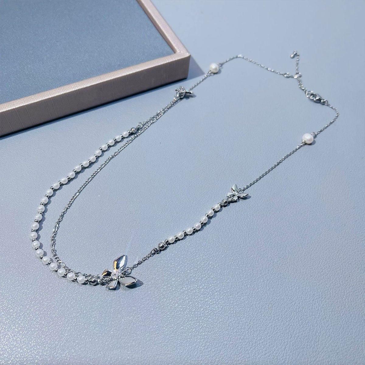 Elegant Butterfly Pendant Necklace for Women Jewelry Layered Chain Design