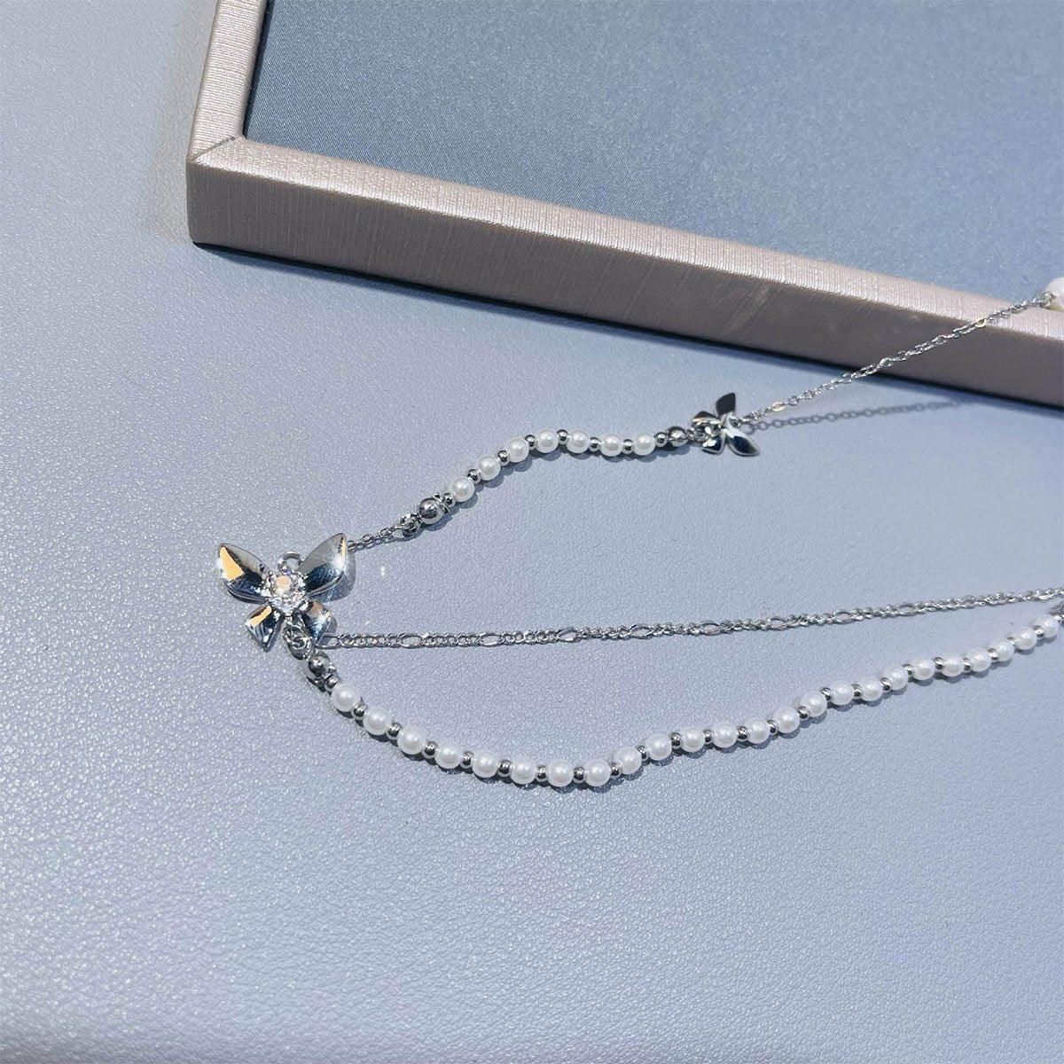 Elegant Butterfly Pendant Necklace for Women Jewelry Layered Chain Design