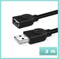 Usb Extension Data Cable 2.0 A Male To A Female Long Cord For Macbook & Computer - 3 m