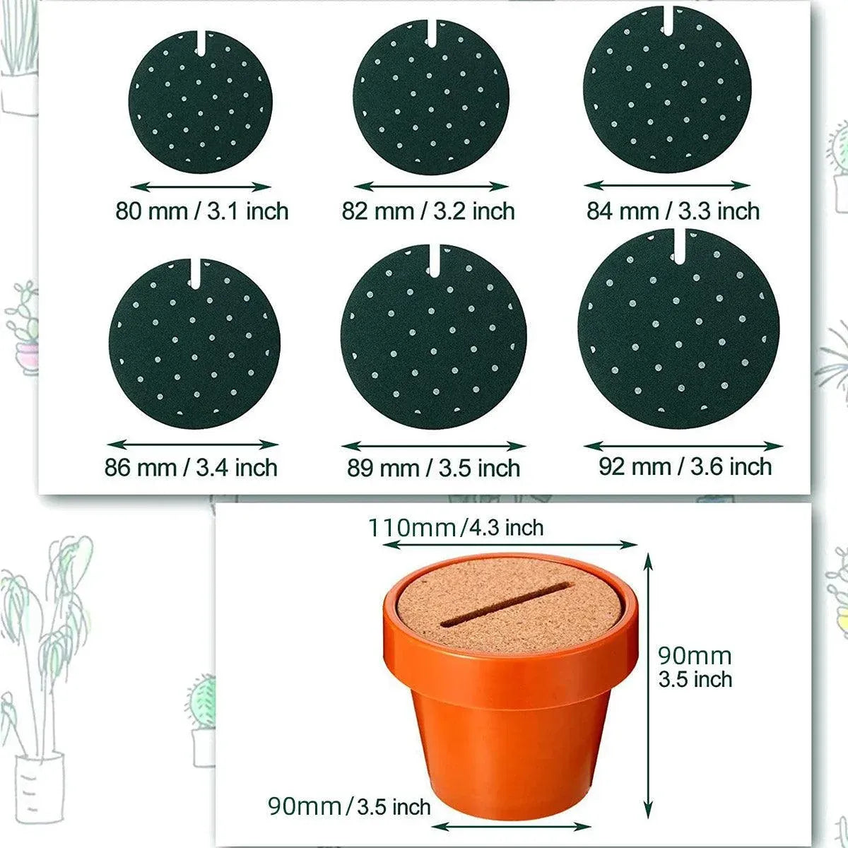 Cactus Design Heat Insulation Non Slip Coasters Set for Home Desktop Decor