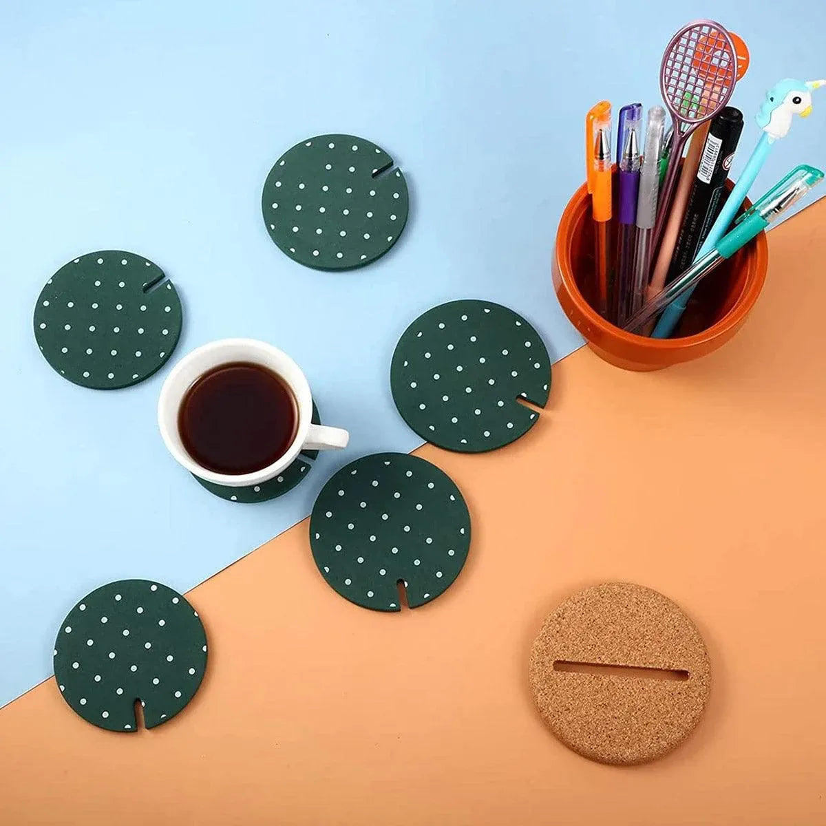 Cactus Design Heat Insulation Non Slip Coasters Set for Home Desktop Decor