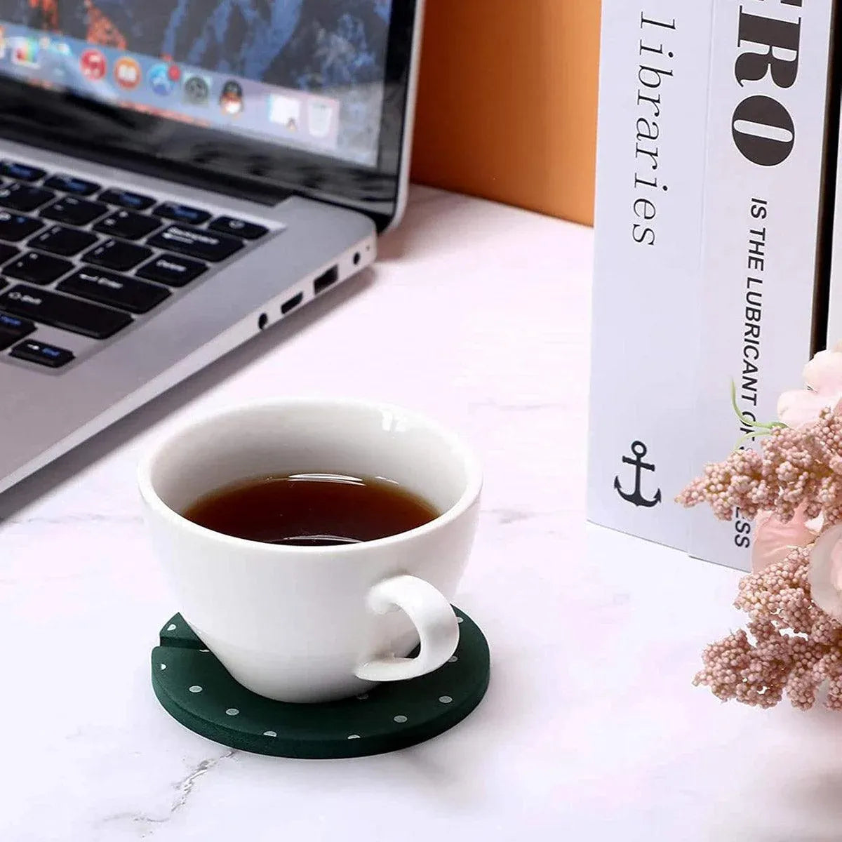 Cactus Design Heat Insulation Non Slip Coasters Set for Home Desktop Decor