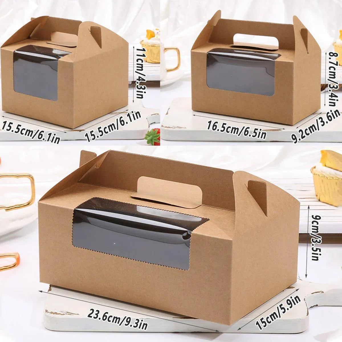 25pcs Portable Cupcake Packaging Box with Transparent Window for Easy Opening - Marble-6Cup