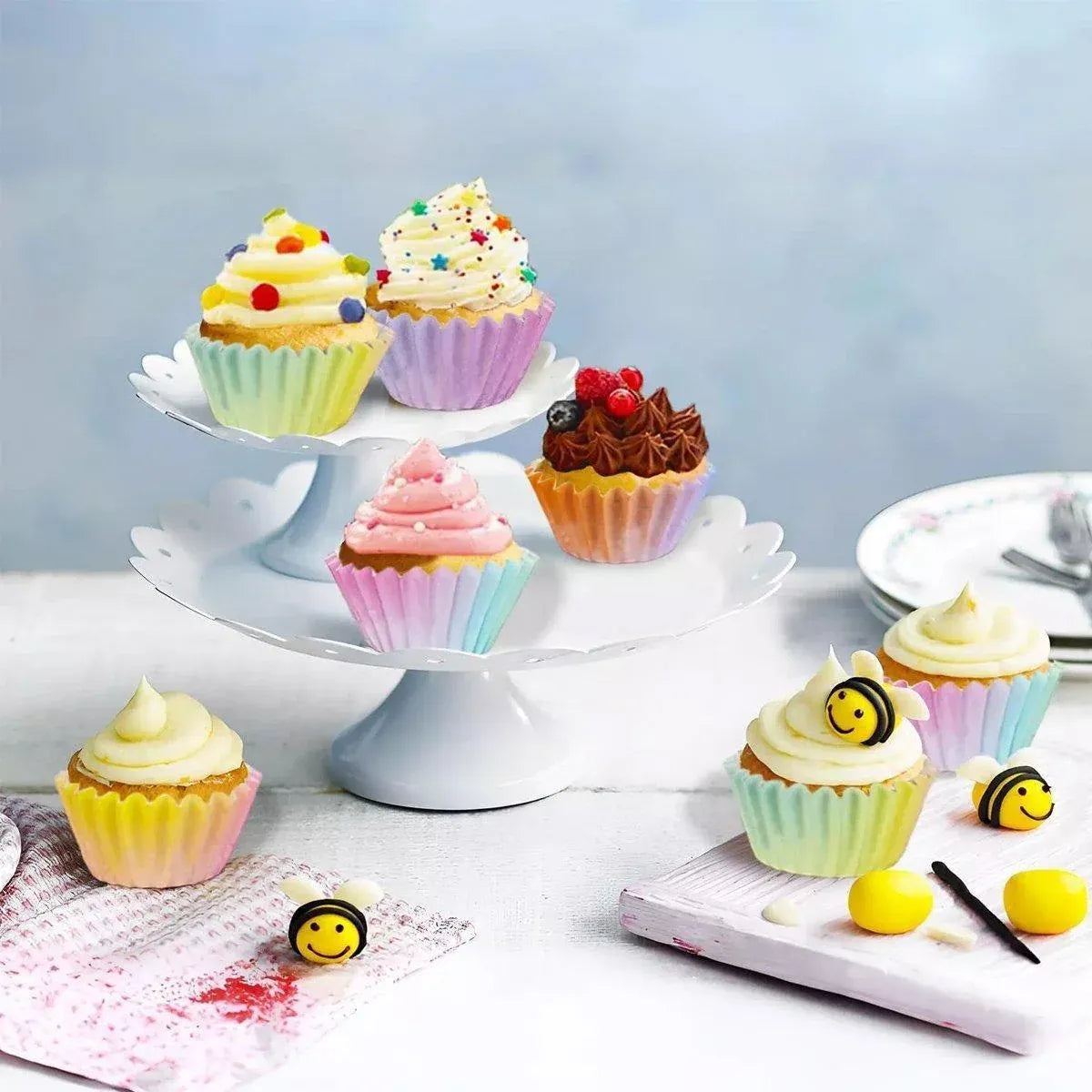 300pcs Gradient Colour Cupcake Paper Cases Baking Moulds Muffin Liners Set