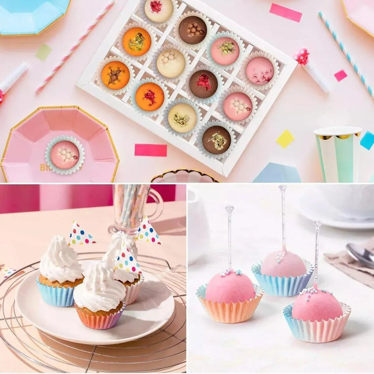 300pcs Gradient Colour Cupcake Paper Cases Baking Moulds Muffin Liners Set