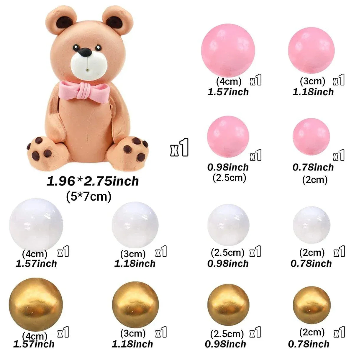13pcs Teddy Bear Cake Decoration Set Party Birthday Teddy Bear Cake Topper
