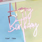 Happy Birthday Acrylic Cake Topper Cake Decoration Golden Silver Party - Blue- Heart