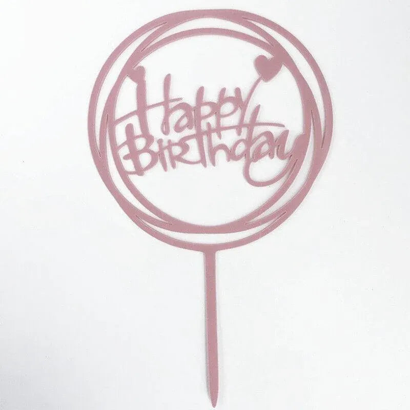 Happy Birthday Acrylic Cake Topper Cake Decoration Golden Silver Party - Gold-Birthday (B)