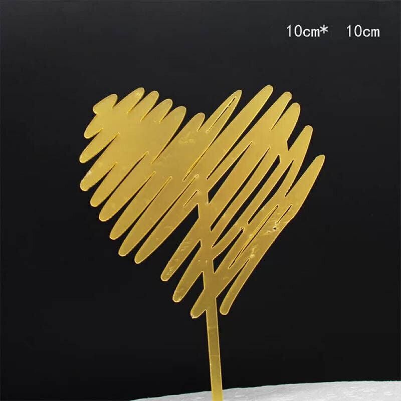 Happy Birthday Acrylic Cake Topper Cake Decoration Golden Silver Party - Gold-Birthday (B)
