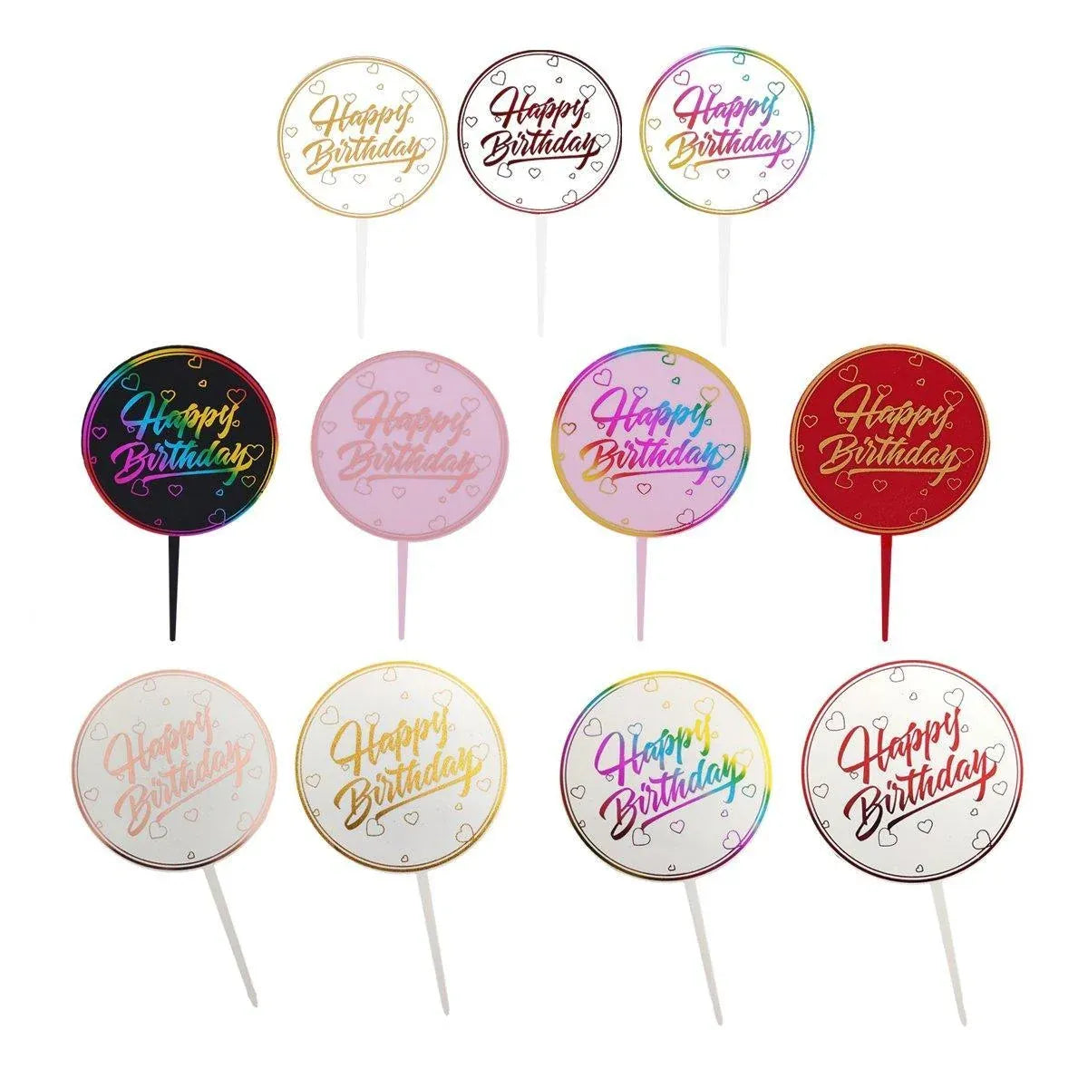 Happy Birthday Anniversary Wedding CakeCardboard Topper Acrylic Party Decoration - 16