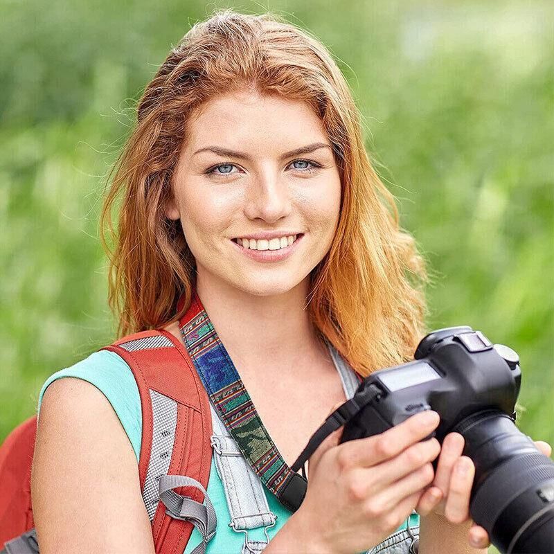 Camera Strap Compatible With Sony Nikon Olympus Dslr Canon Vintage Shoulder Neck - Black