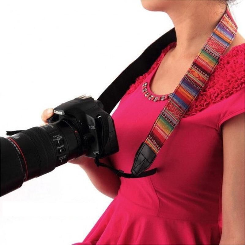 Camera Strap Compatible With Sony Nikon Olympus Dslr Canon Vintage Shoulder Neck - Black