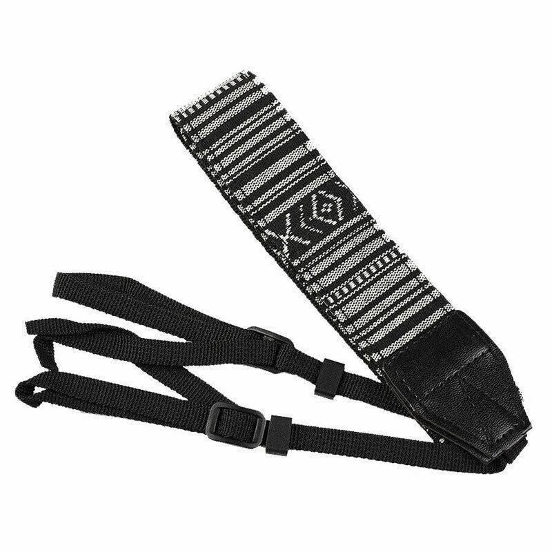 Camera Strap Compatible With Sony Nikon Olympus Dslr Canon Vintage Shoulder Neck - Black